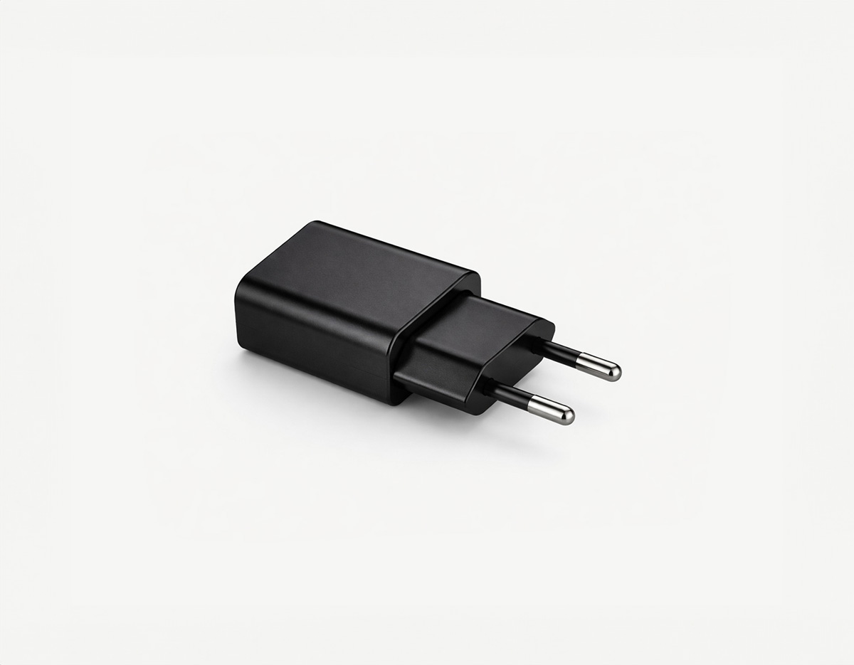 Wall charger for safe and efficient charging against a neutral background