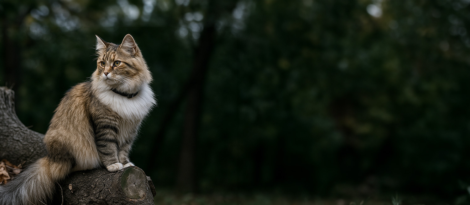 Cat exploring nature wearing MiniFinder Atto Pro GPS tracker