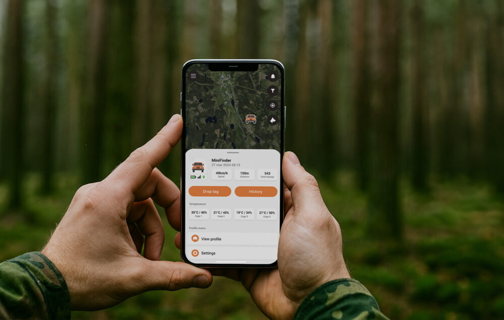 Image of the Hunter app showing detailed real time data