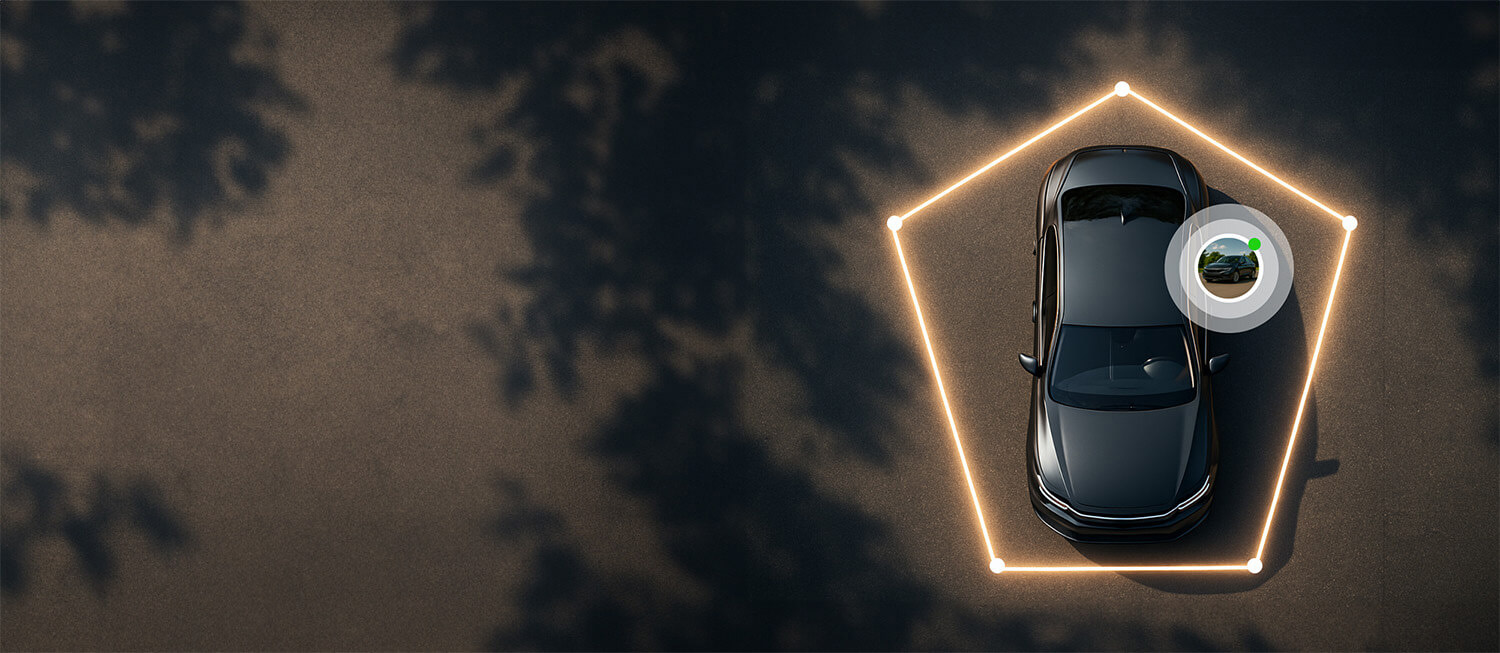 Car monitored by MiniFinder Zepto within a virtual Geofence area, ensuring instant alerts in case of unauthorized movement.