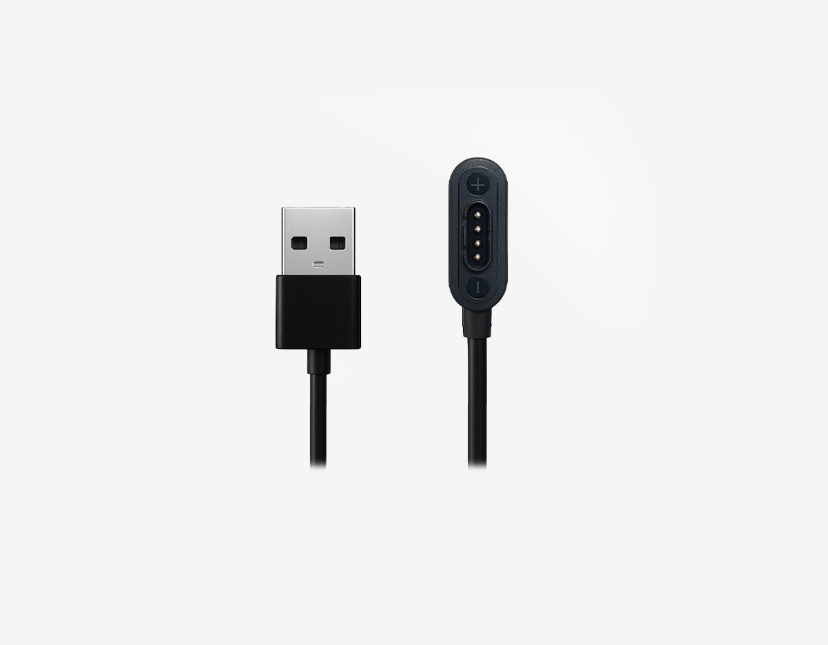 MiniFinder Nano magnetic USB charging cable with connector and USB plug shown on white background.