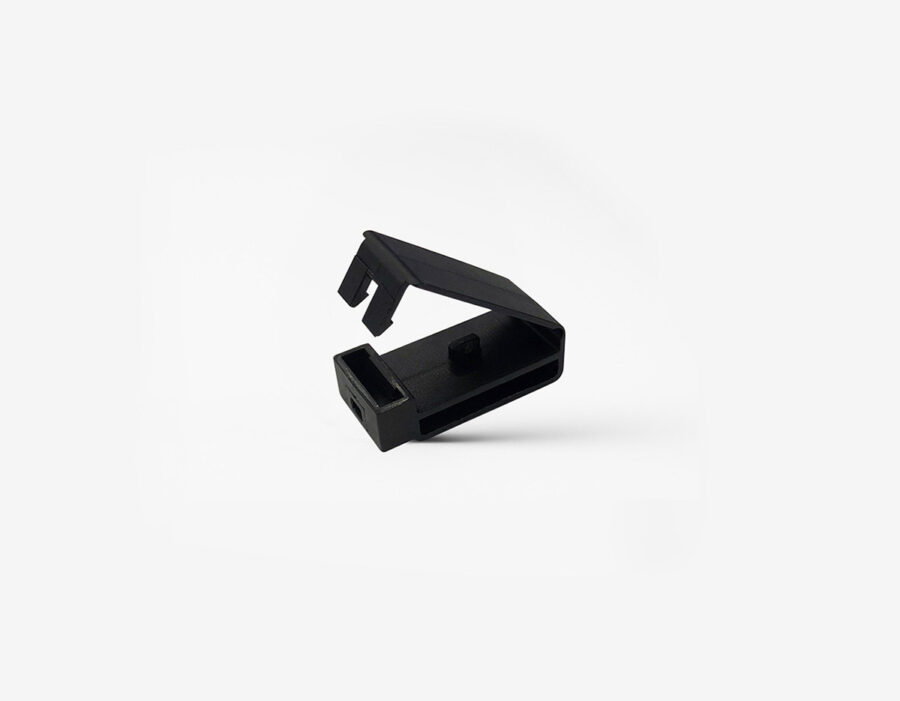 Close-up of MiniFinder Nano wristband lock showing secure fastening mechanism on white background.