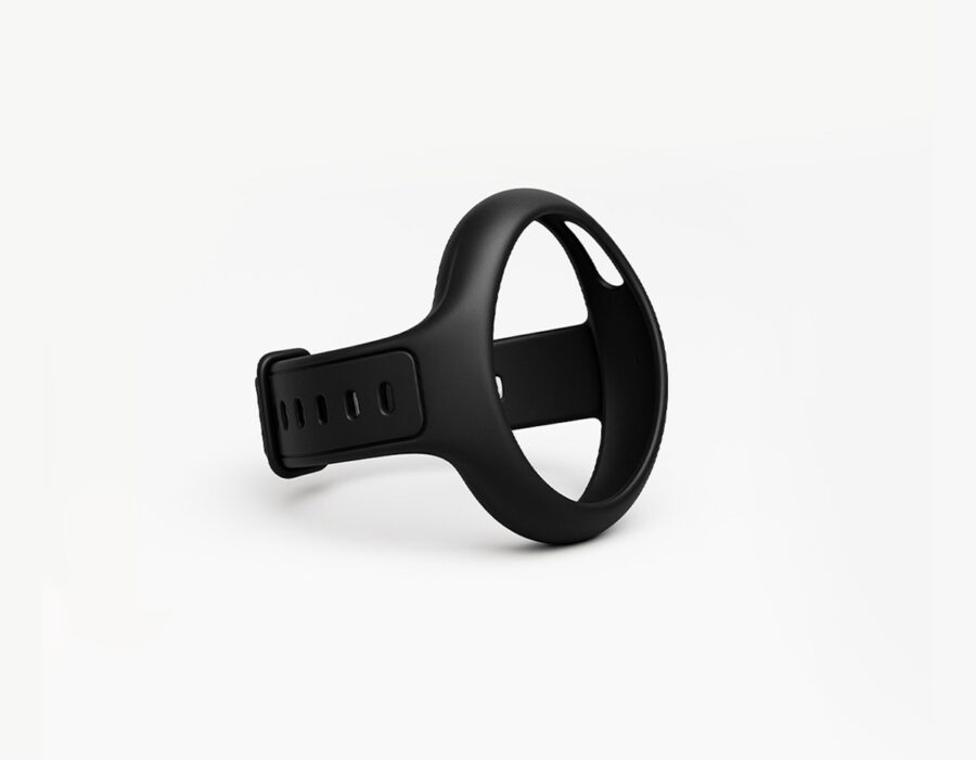 MiniFinder Pico silicone wristband shown on white background, designed for a secure and comfortable wrist fit.