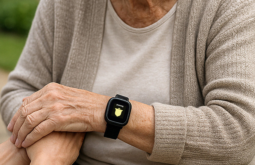 Medication reminder displayed on MiniFinder Watch to support daily routines