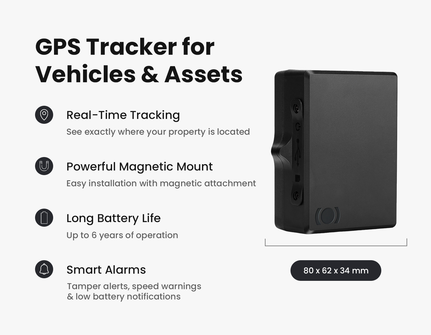 MiniFinder Xtreme with icons explaining its key features.
