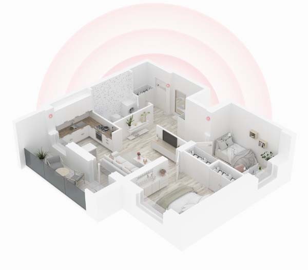 Visualization of indoor positioning using MiniFinder’s personal safety alarm.