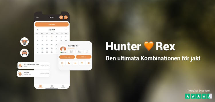 Hunters using Rex and the Hunter app for clear overview, bark indicator and safer teamwork during the hunt.