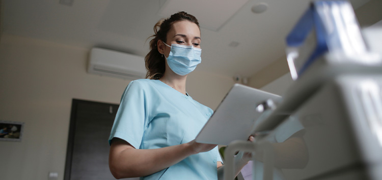 Hospital staff using digital systems to improve patient safety and daily care