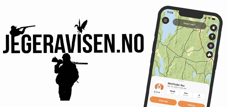 Image of Jegeravisen review of the MiniFinder Hunter app showing features and ratings
