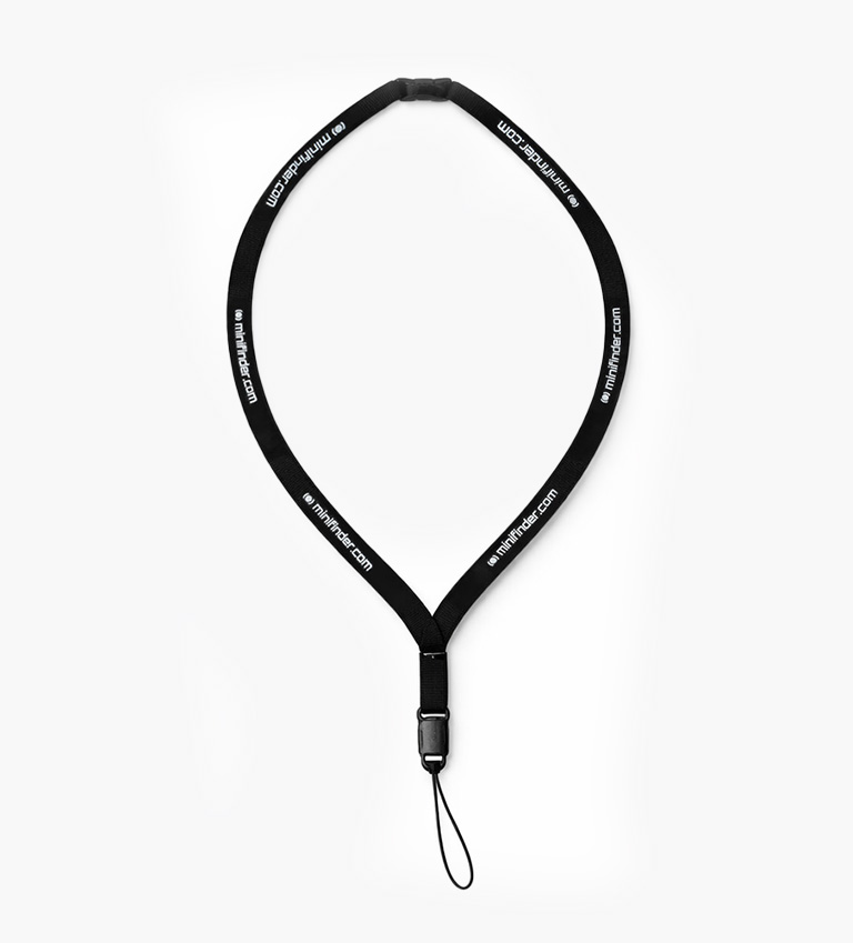 MiniFinder Lanyard in soft fabric with a safety buckle for wearing MiniFinder Pico around the neck.