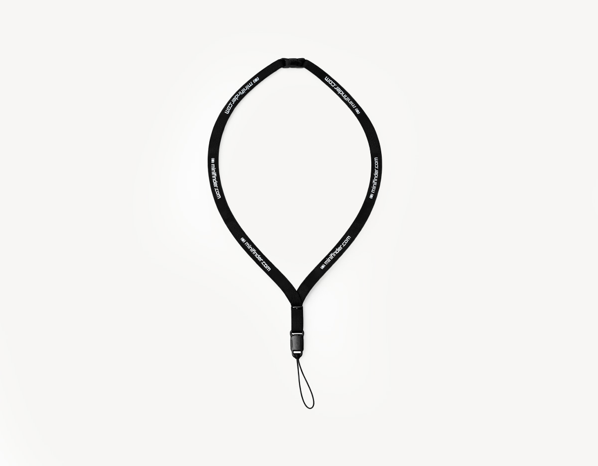 MiniFinder Lanyard in soft fabric with a safety buckle for wearing MiniFinder Pico around the neck.