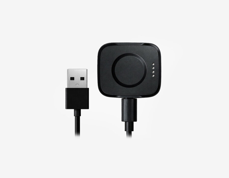MiniFinder Watch charging base connected to USB power