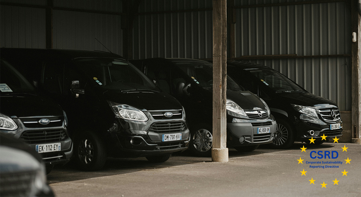 Three company vehicles in a fleet used for fleet management